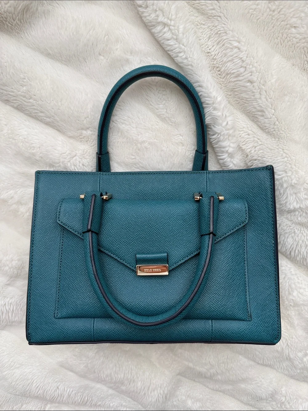 Teal Cole Haan Saffiano Leather Bag